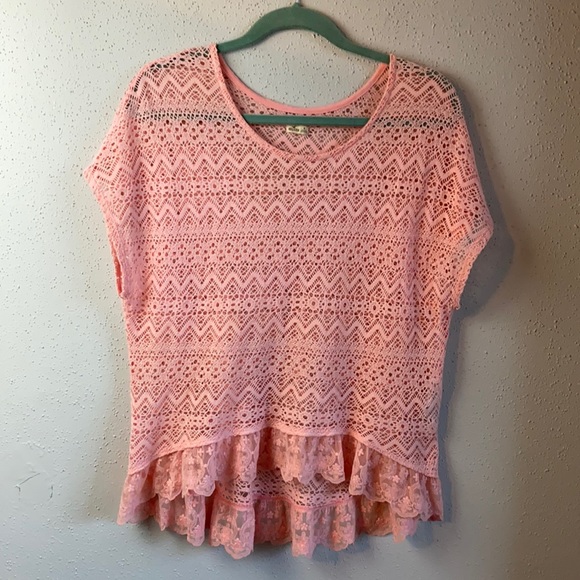 Hollister Knit Style cover over shirt with lace trim Sz M - Picture 1 of 7